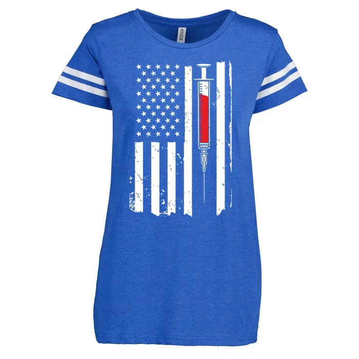 Phlebotomy Phlebotomist Medical Technician US Flag July 4th Enza Ladies Jersey Football T-Shirt