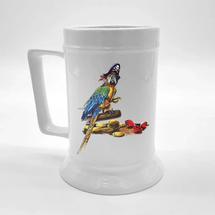 Pirate Parrot Maccaw Halloween Funny Carribean Colorful Front & Back Beer Stein