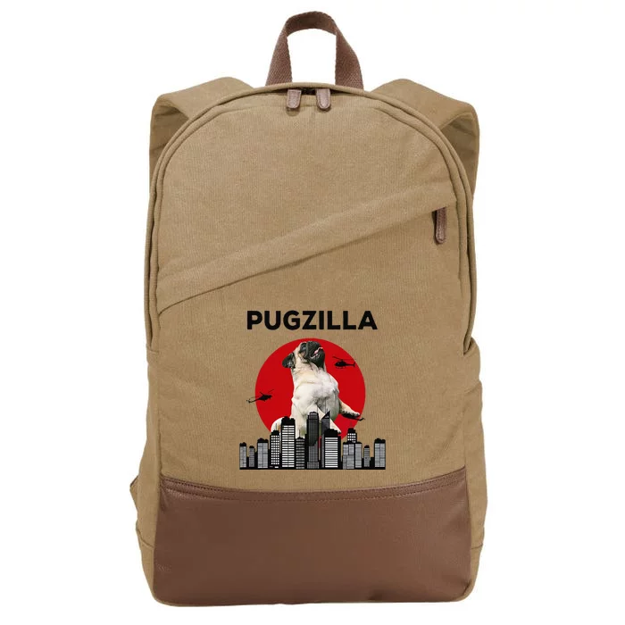 Pugzilla Pug mom Pug dad pug lover pug funny animal lover Cotton Canvas Backpack