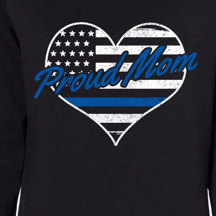 Proud Police Mom Thin Blue Line American Flag Patriotic Cute Gift Womens California Wash Sweatshirt