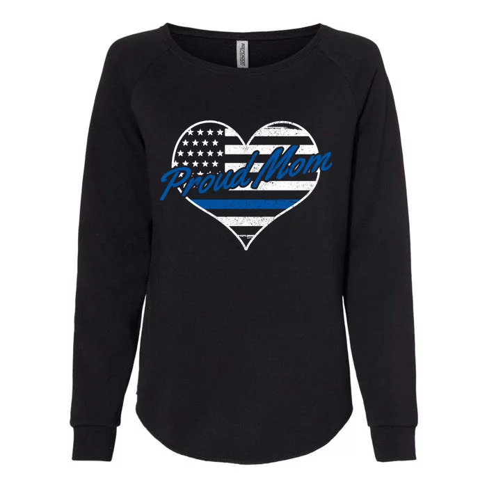 Proud Police Mom Thin Blue Line American Flag Patriotic Cute Gift Womens California Wash Sweatshirt