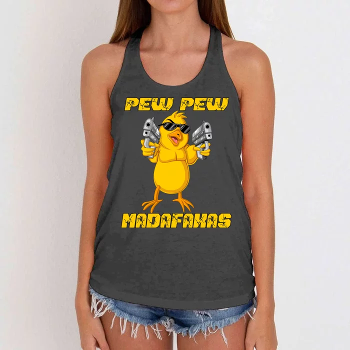 Pew Pew Madafakas Women's Knotted Racerback Tank