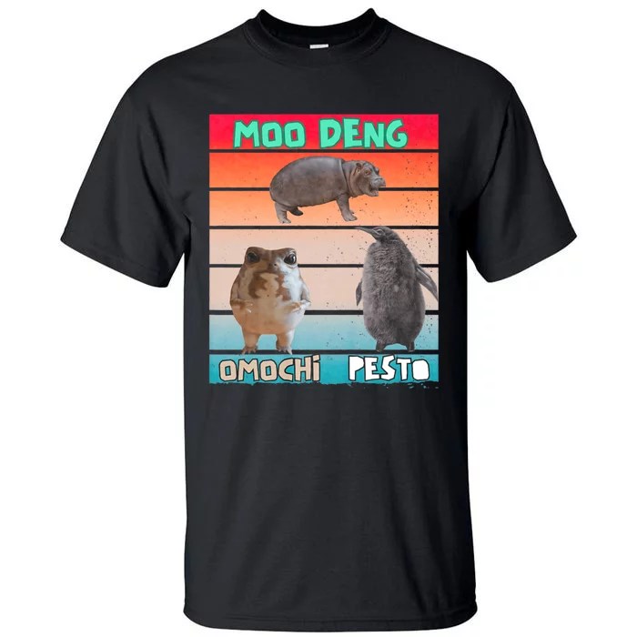 Pesto Penguin Moo Deng Hippo Omochi Cut Frog Retro Vintage Tall T-Shirt