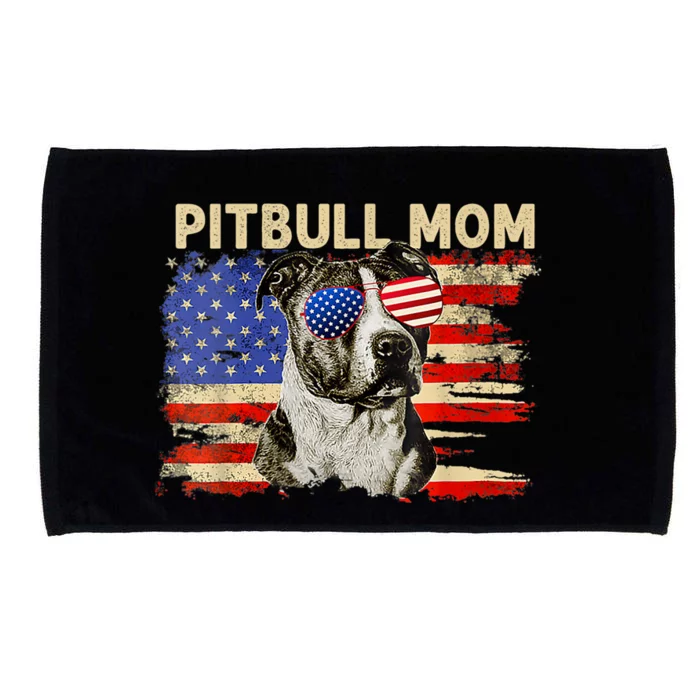 Patriotic Pitbull Mom Gifts 4th Of July American Flag USA Microfiber Hand Towel