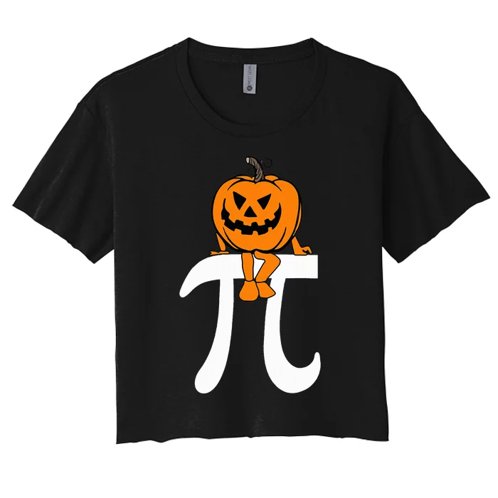 Pumpkin Pie Math Funny Halloween Thanksgiving Pi Day Women's Crop Top Tee