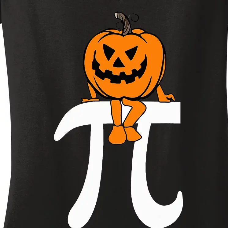 Pumpkin Pie Math Funny Halloween Thanksgiving Pi Day Women's V-Neck T-Shirt