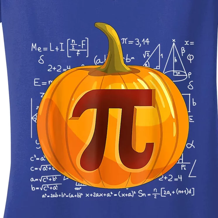 Pumpkin Pi Math Teacher Halloween Thanksgiving Day Costume Women's V-Neck T-Shirt