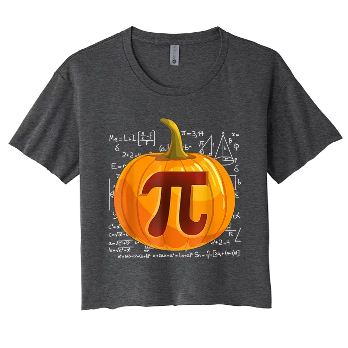 Pumpkin Pi Math Teacher Halloween Thanksgiving Day Costume Women's Crop Top Tee