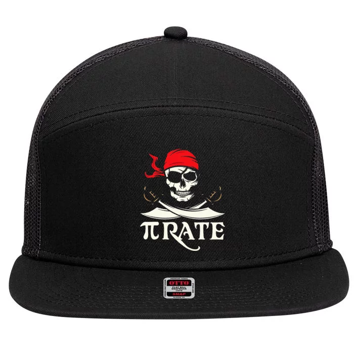 Pirate Pi Mathematical Skull Captain Funny Pi Day 7 Panel Mesh Trucker Snapback Hat