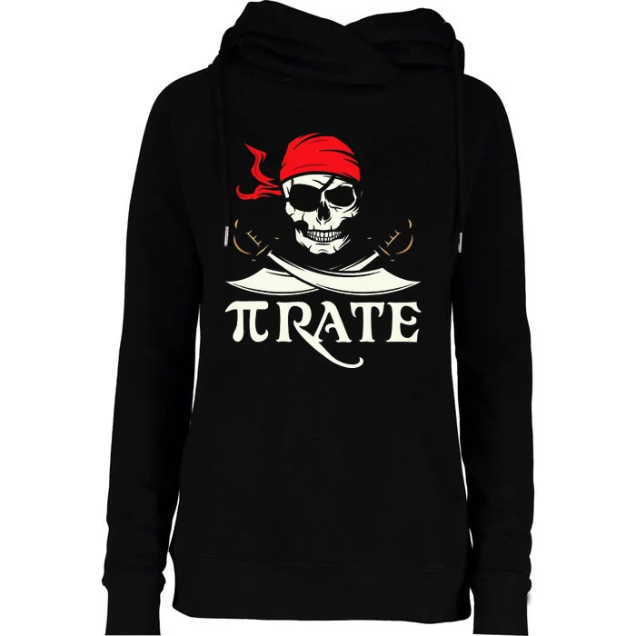 Pirate Pi Mathematical Skull Captain Funny Pi Day Womens Funnel Neck Pullover Hood