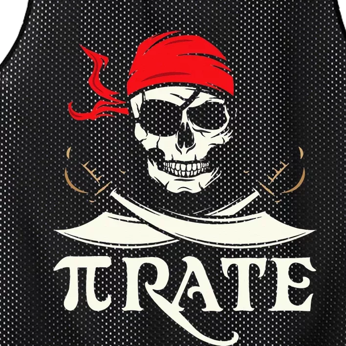 Pirate Pi Mathematical Skull Captain Funny Pi Day Mesh Reversible Basketball Jersey Tank