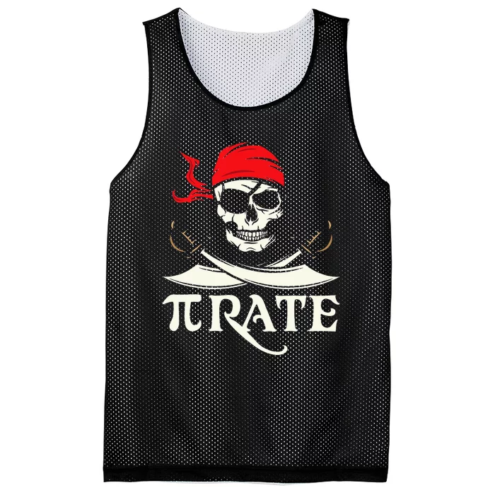 Pirate Pi Mathematical Skull Captain Funny Pi Day Mesh Reversible Basketball Jersey Tank