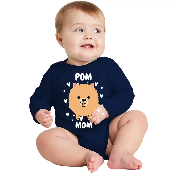 Pom Pomeranian Mom Mummy Mama Mum Mommy Mother Baby Long Sleeve Bodysuit