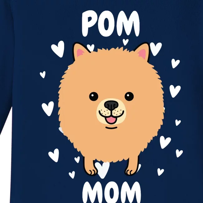 Pom Pomeranian Mom Mummy Mama Mum Mommy Mother Baby Long Sleeve Bodysuit