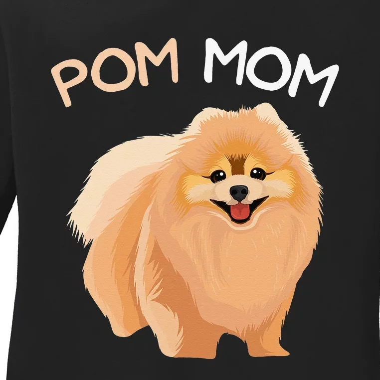 Pomeranian Pom Mom Dog Mama Ladies Long Sleeve Shirt