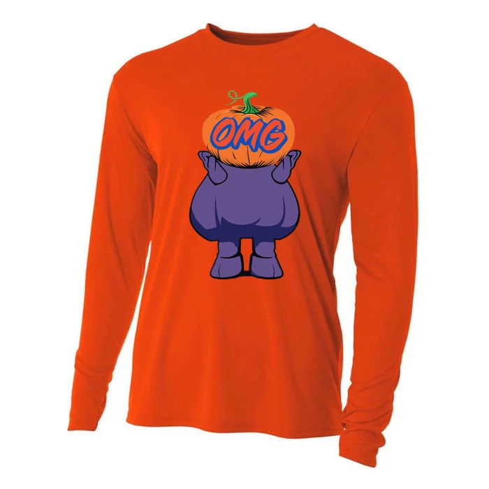 Playoff Pumpkin New York Omg Funny Pumpkin Face Cooling Performance Long Sleeve Crew