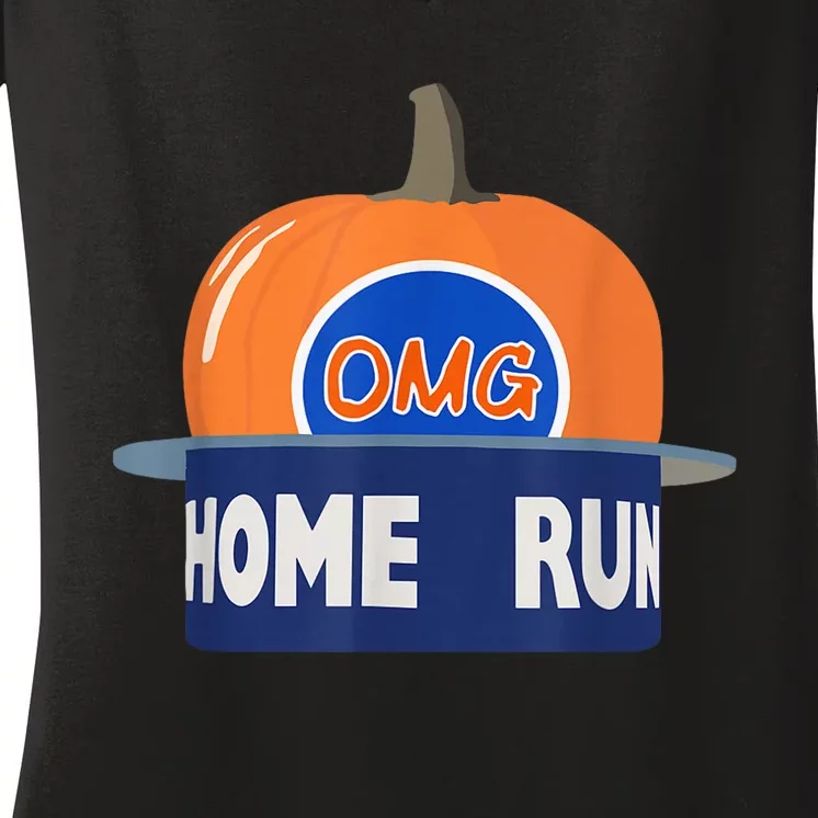 Playoff Pumpkin New York Omg Funny Pumpkin Hat Home Run Women's V-Neck T-Shirt