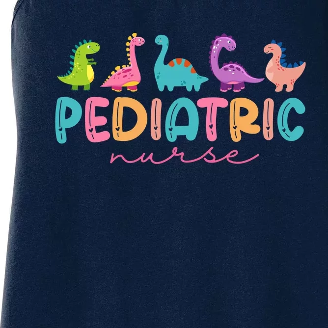 Picu Pediatric Nurse Dinosaurs Peds Nurse Crew Appreciation Women's Racerback Tank