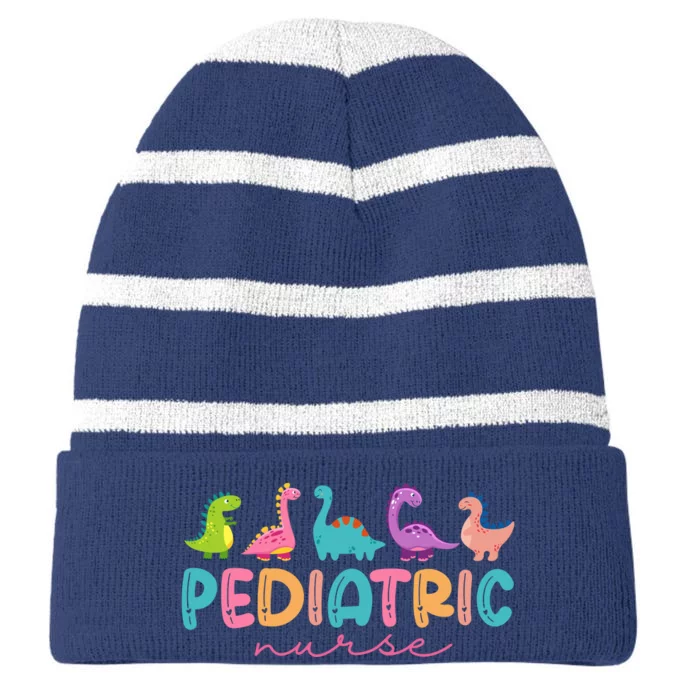 Picu Pediatric Nurse Dinosaurs Peds Nurse Crew Appreciation Striped Beanie with Solid Band