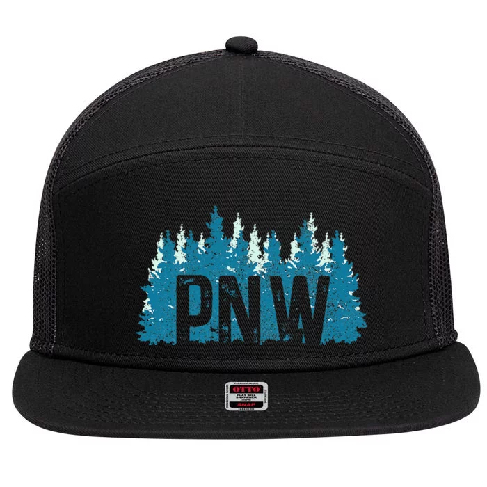 Pnw Pacific Northwest Mountains Idaho Oregon Washington 7 Panel Mesh Trucker Snapback Hat