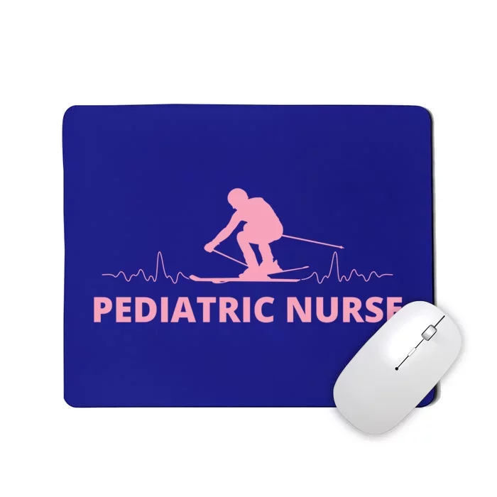 Pink Pediatric Nurse Heartbeat And Skier For Ski Lovers Meaningful Gift Mousepad