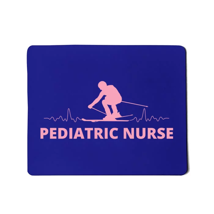 Pink Pediatric Nurse Heartbeat And Skier For Ski Lovers Meaningful Gift Mousepad