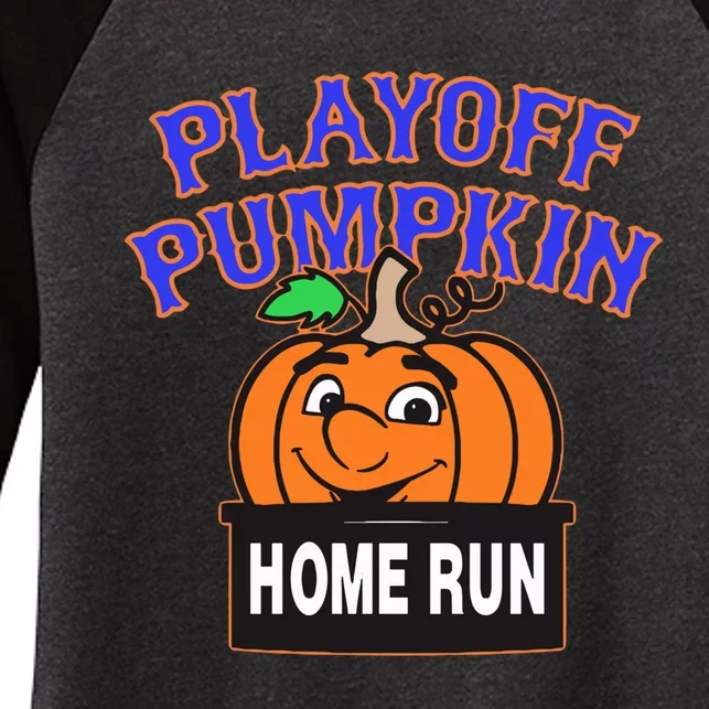 Playoff Pumpkin New York Omg With Smiling Pumpkin Face Women's Tri-Blend 3/4-Sleeve Raglan Shirt