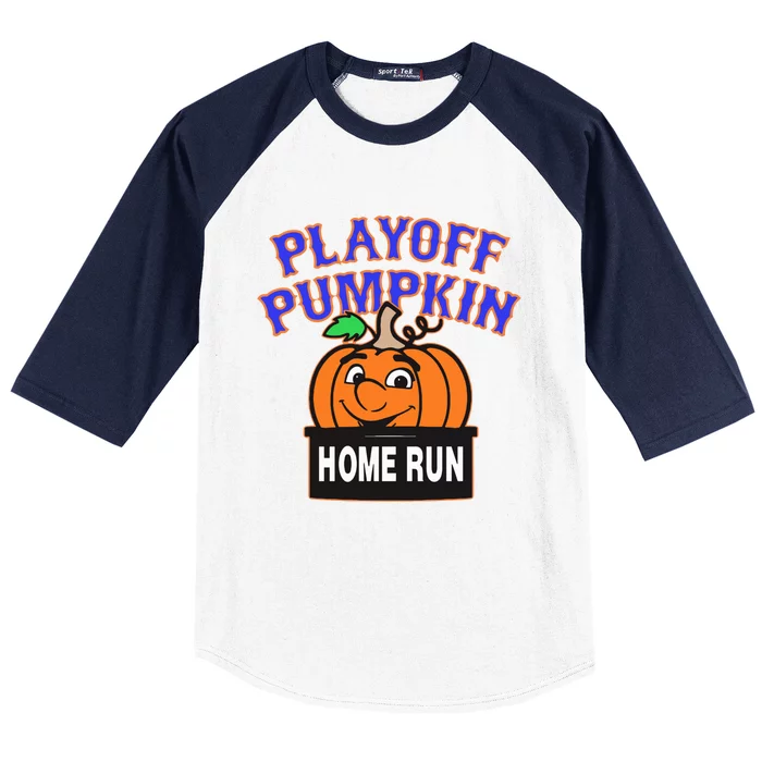 Playoff Pumpkin New York Omg With Smiling Pumpkin Face Baseball Sleeve Shirt