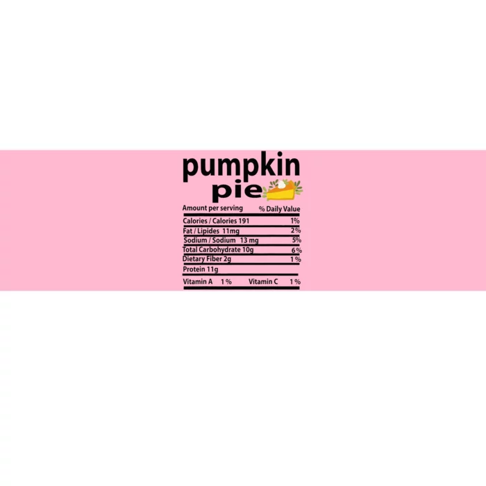 Pumpkin Pie Nutrition Fact For Thanksgiving Family Bumper Sticker