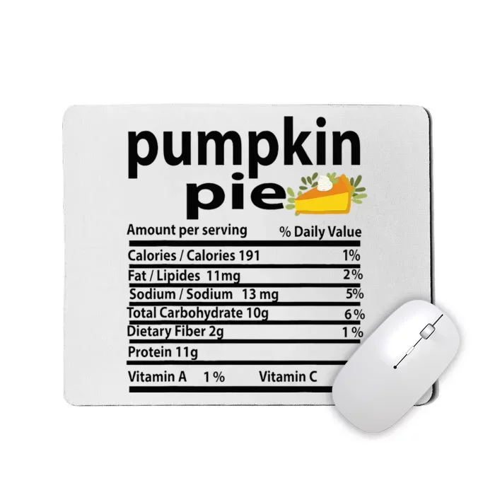 Pumpkin Pie Nutrition Fact For Thanksgiving Family Mousepad