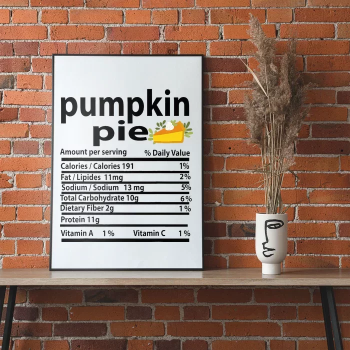 Pumpkin Pie Nutrition Fact For Thanksgiving Family Poster