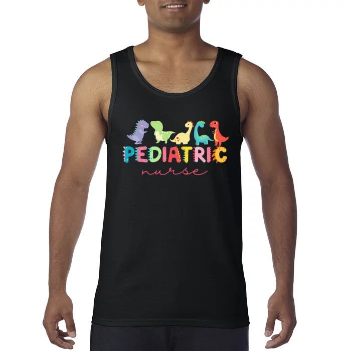 PICU Pediatric Nurse Dinosaurs Peds Nurse Crew Appreciation Tank Top