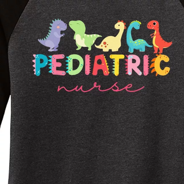 PICU Pediatric Nurse Dinosaurs Peds Nurse Crew Appreciation Women's Tri-Blend 3/4-Sleeve Raglan Shirt