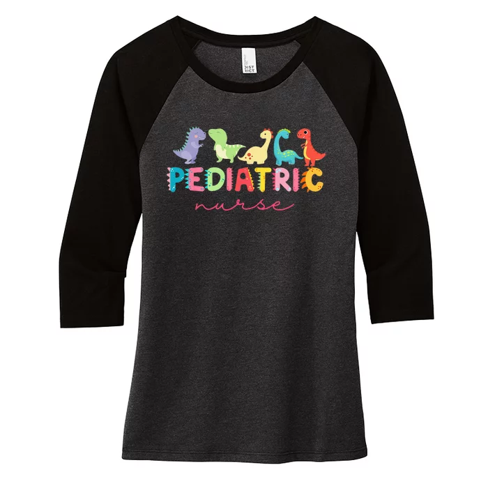 PICU Pediatric Nurse Dinosaurs Peds Nurse Crew Appreciation Women's Tri-Blend 3/4-Sleeve Raglan Shirt