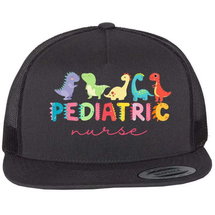 PICU Pediatric Nurse Dinosaurs Peds NurseCrew Appreciation Flat Bill Trucker Hat