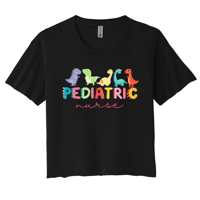 PICU Pediatric Nurse Dinosaurs Peds NurseCrew Appreciation Women's Crop Top Tee