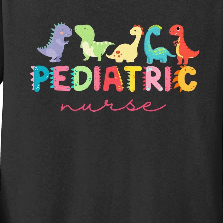 PICU Pediatric Nurse Dinosaurs Peds NurseCrew Appreciation Kids Long Sleeve Shirt