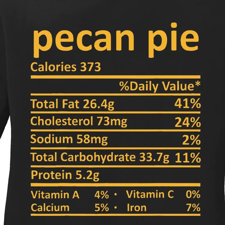 Pecan Pie Nutrition Thanksgiving Costume Food Fact Ladies Long Sleeve Shirt