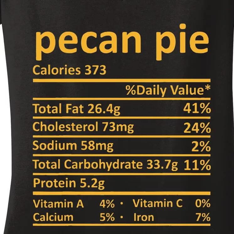 Pecan Pie Nutrition Thanksgiving Costume Food Fact Women's V-Neck T-Shirt