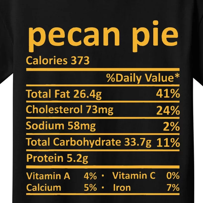 Pecan Pie Nutrition Thanksgiving Costume Food Fact Kids T-Shirt