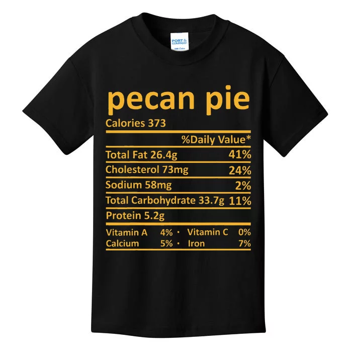 Pecan Pie Nutrition Thanksgiving Costume Food Fact Kids T-Shirt