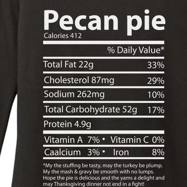 Pecan Pie Nutrition Facts Funny Thanksgiving Womens CVC Long Sleeve Shirt