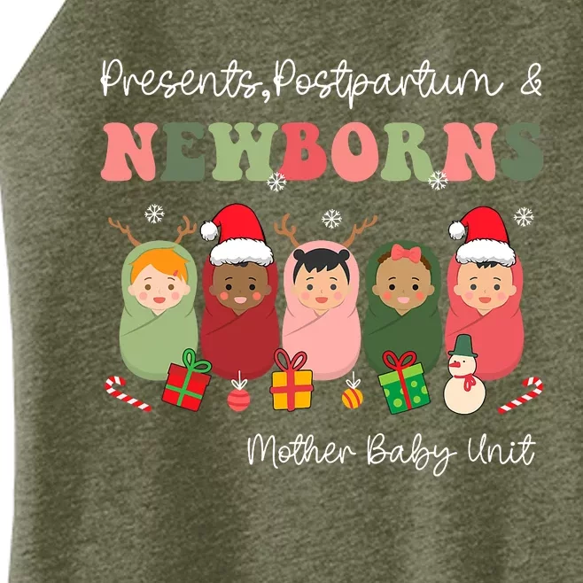 Presents Postpartum & Newborns Mother Baby Nurse Christmas Women’s Perfect Tri Rocker Tank