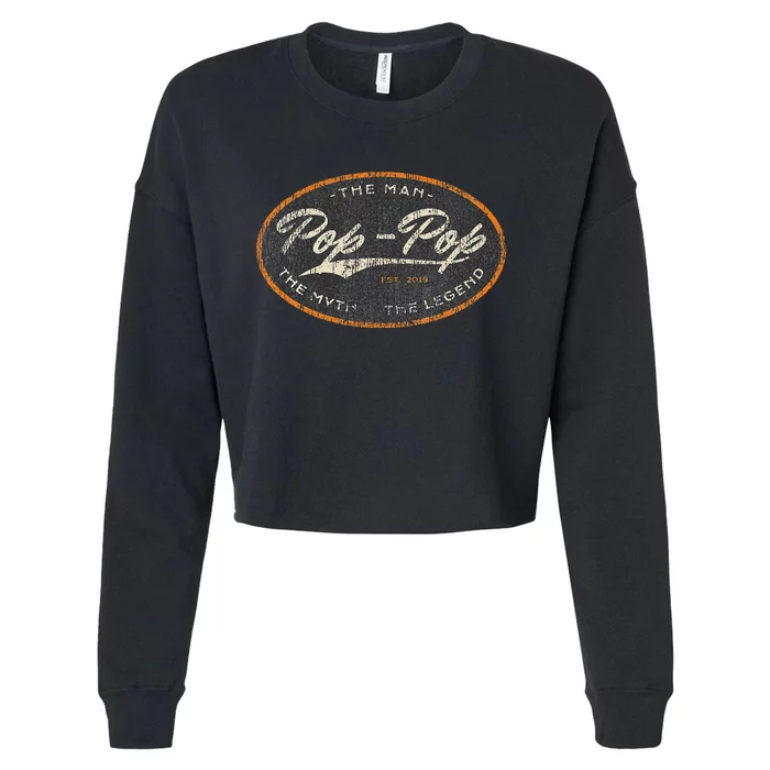 Pop Pop New Grandpa Est. 2024 The Man Myth Legend Cropped Pullover Crew