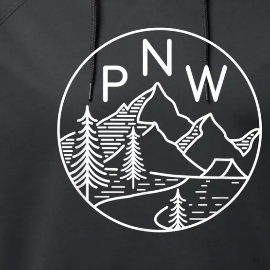 PNW Pacific Northwest Outdoors Trees Mountain Performance Fleece Hoodie