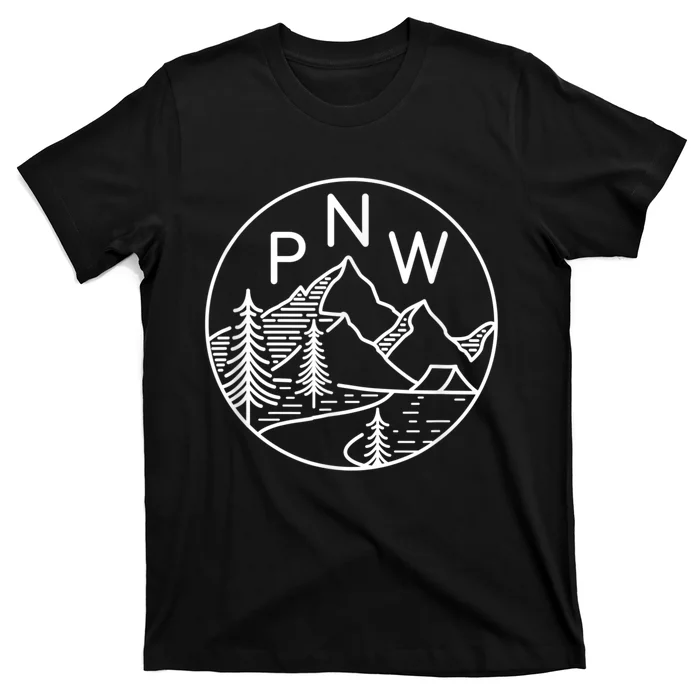 PNW Pacific Northwest Outdoors Trees Mountain T-Shirt