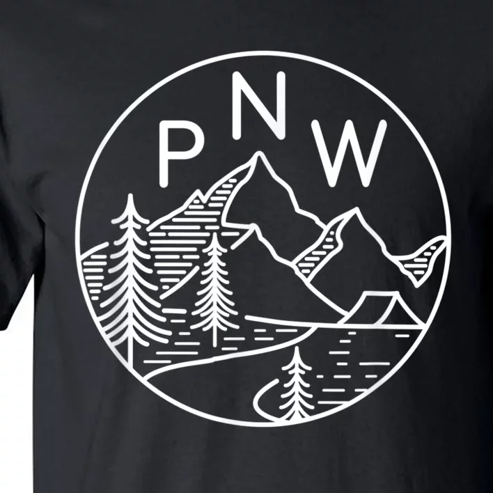 PNW Pacific Northwest Outdoors Trees Mountain Tall T-Shirt