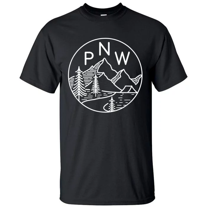 PNW Pacific Northwest Outdoors Trees Mountain Tall T-Shirt