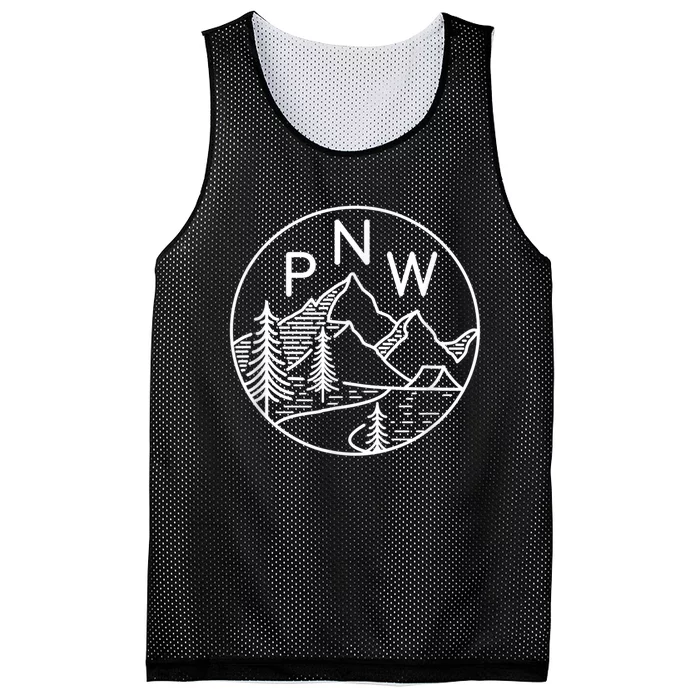 PNW Pacific Northwest Outdoors Trees Mountain Mesh Reversible Basketball Jersey Tank