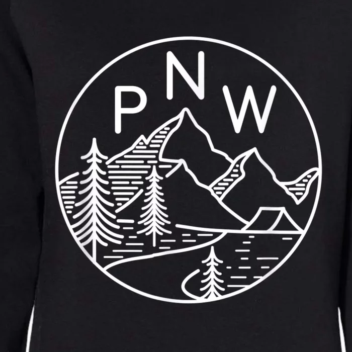 PNW Pacific Northwest Outdoors Trees Mountain Womens California Wash Sweatshirt